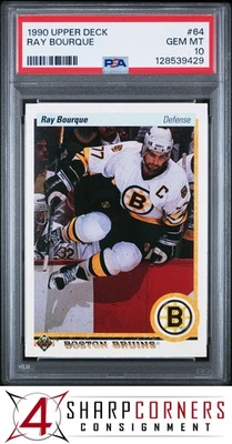 1990 UPPER DECK #64 RAY BOURQUE BRUINS HOF PSA 10 - Image 1 of 3