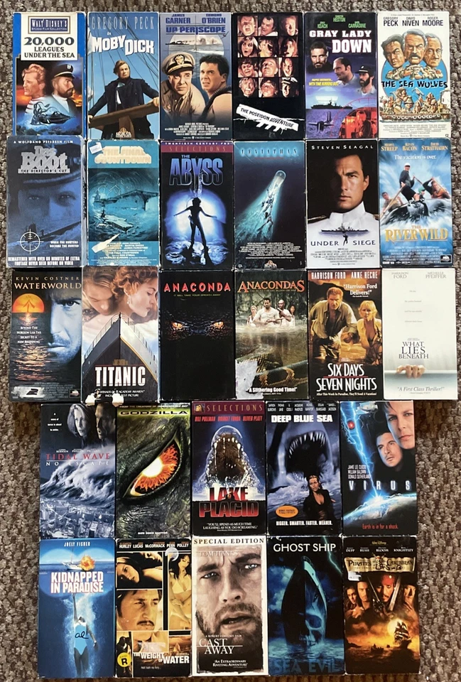 Rare Sea Horror (28 VHS Lot) anaconda 1-2, Virus, Abyss, Waterworld, Ghost Ship  - Image 1 of 1