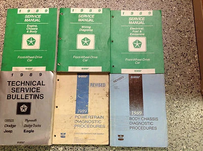Manuale Di Servizio Set 1989 Chrysler Plymouth Dodge FWD Daytona Lancer Lebaron - Immagine 1 di 4