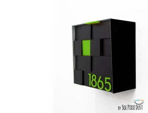 3d Modern Mailbox with 3d Face, Aluminum Black Body, Bright Green No - Type 1 - Foto 1 di 12