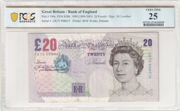 1999 20 Pounds Great Britain/Bank of England PCGS VERY FINE 25 CK75 998015 - Image 1 of 4