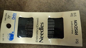 Dritz Hand sewing needles, Embroidery(Crewel) #5/10-15 ct- 2 packages - Picture 1 of 1