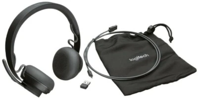 Black Wireless Bluetooth Folding Headset, Unifying+ Audio Receiver, Microphone - Image 1 of 4
