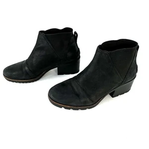 Sorel Cate Chelsea NL3712-010 Damen Schwarz Leder Zum Überziehen Stiefelette 7 - Bild 1 von 10