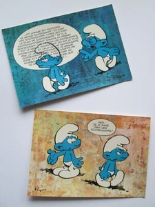 LES SCHTROUMPFS (Smurfs) 2 Vtg. Postcards Editions J. Dupuis Paris - Picture 1 of 4