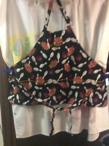 Bowling Theme Adjustable Neck  Strap Apron With 4 Pockets And Matching Bag. - Picture 1 of 12