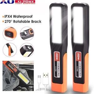 2 Sets Rechargeable LED Magnetic Work Light Cordless COB Inspection Lamp Torch - Picture 1 of 15