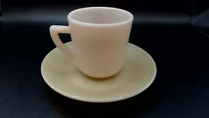 Akro Agate Glass Yellow Demitasse Cup & Saucer. Cup 2.25" Tall Plate 4.5" Dia. - Picture 1 of 7