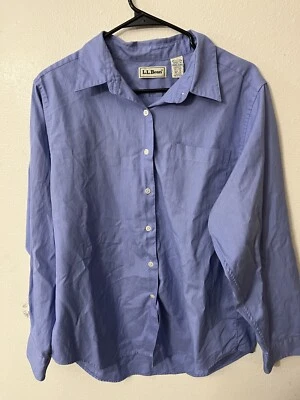 LL Bean Dress Shirt Womens 16 Blue Button Down Long Sleeve Classic Career 90s - Image 1 of 4