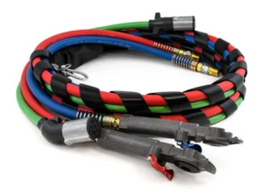 12 FT 3-IN-1 WRAP 7 WAY ELECTRICAL GREEN ABS TRAILER CORD/AIR LINE HOSE GLADHAND - Picture 1 of 5