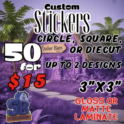 Custom Stickers | Product Labels | Pack of 50 | 2 Designs | Die-cut Stickers