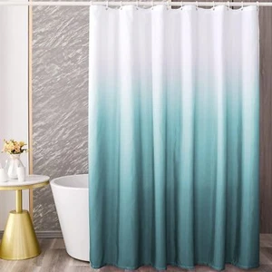 Teal Blue Ombre Shower Curtain Sets for Bathroom Accessories Fabric Polyester... - Picture 1 of 7