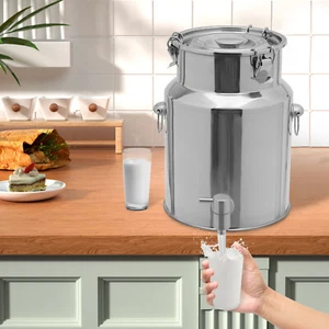 Lata de leche de 10 L/2,64 galones con grifo y tapa sellada, botella de cubo de alta resistencia - Imagen 1 de 12