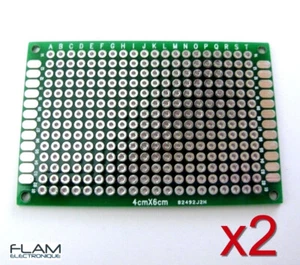 2x Plaque PCB prototype double face 4x6 cm Double Side Board PCB DIY - Imagen 1 de 4