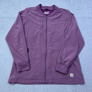 Carhartt C82110 Women's L Purple Cross Flex Modern Fit Zip Utility Scrub Jacket - Picture 1 of 13