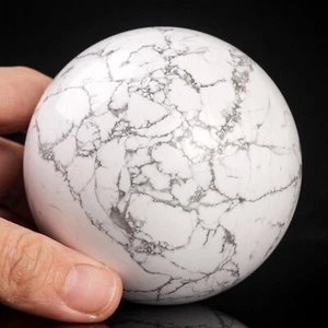 762g79mm Large Howlite Sphere Crystal Ball Natural Quartz Healing Stone Chakra - Picture 1 of 12