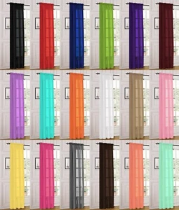 1 pieza Sheer Voile Rod Pocket Window Panel Cortina Cortinas Muchos tamaños y colores - Imagen 1 de 29