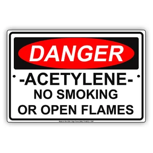 Letrero de metal de aluminio aviso de novedad para no fumar ni abrir llamas abiertas de acetileno de peligro - Imagen 1 de 1