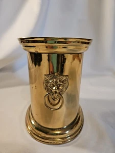Fioriera secchiello doppia testa di leone in ottone vintage - Foto 1 di 8
