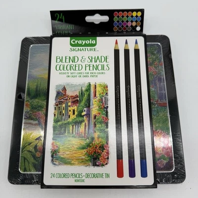 Lápices de colores Crayola Signature mezcla y sombra núcleo suave en lata, 24 unidades Foto 1 de 4