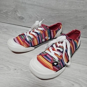 Rocket Dog Jazzin Red Rainbow Stripe Canvas Trainers UK Size 8 EU 41 Colourful - Imagen 1 de 10