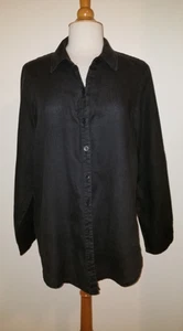 FLAX Clothing Brand $171 Black Washed Linen Shirttail Hem Blouse, Top, Shirt, S - Picture 1 of 3