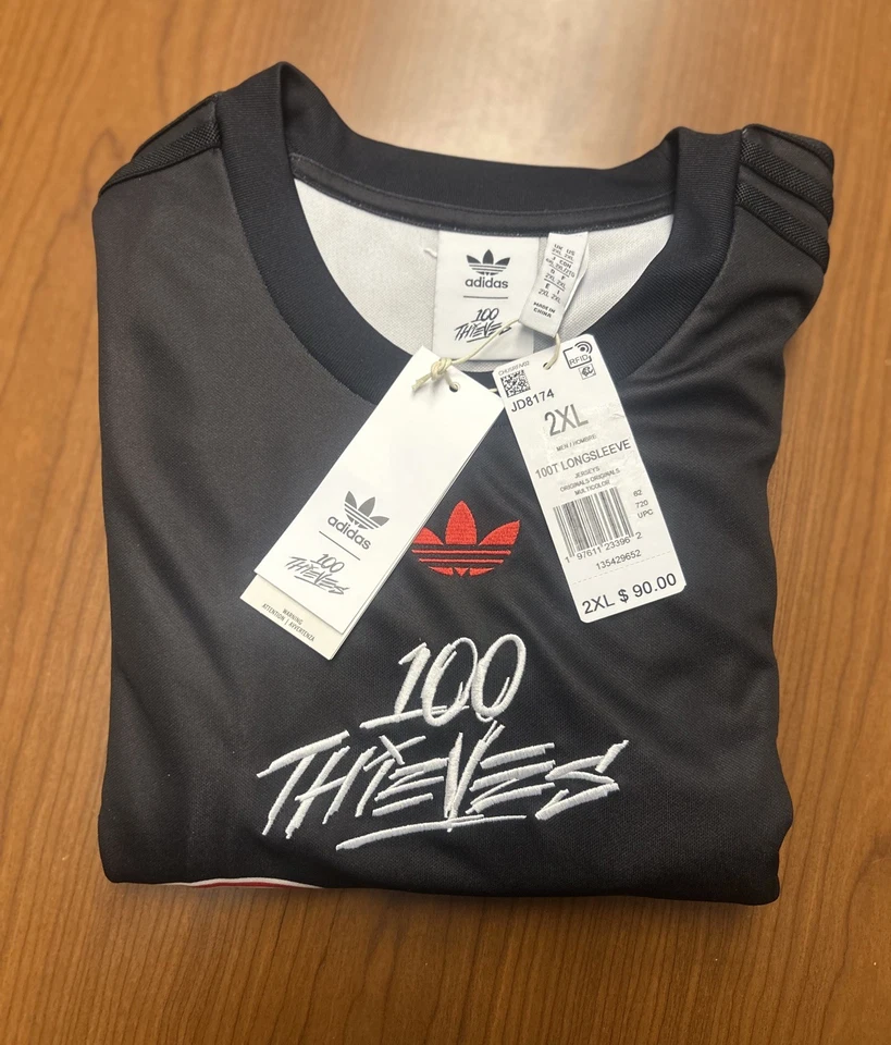 Men's Adidas Originals 100 Thieves Long Sleeve Jersey Shirt JD8174 Sz M