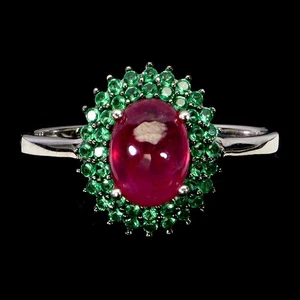 925 Sterling Silver Ring Oval Ruby 8x6mm Gemstone Jewelry 8 No USA Import Fees - Picture 1 of 14