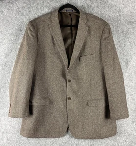 Adolfo 100% Lambswool Blazer Sport Coat Mens 48R Brown Tweed 2 Button - Picture 1 of 16