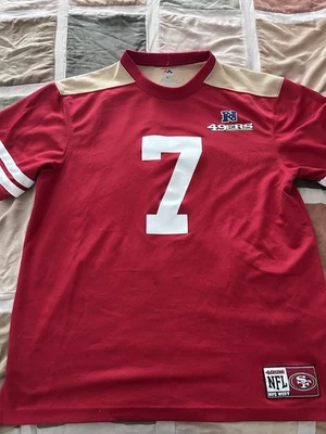 全新带标签 Nike San Francisco 49ers Colin Kaepernick 红色 #7 球衣 成人 L 码 — 第 1/4 张图片