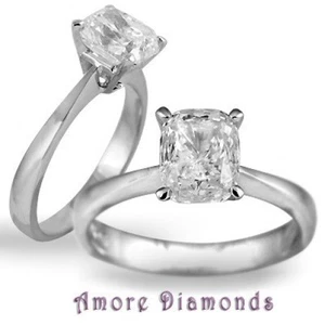 2 ct GIA E VVS2 natural cushion diamond solitaire engagement ring 18k white gold - Picture 1 of 1
