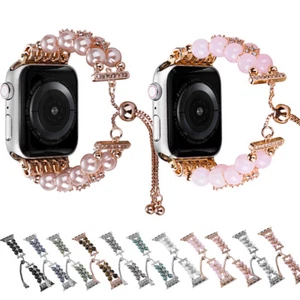 Women Pearls Band Bracelet for Apple Watch 10 9 8 7 6 5 4 SE 41/42/44/45/46/49mm - Picture 1 of 43