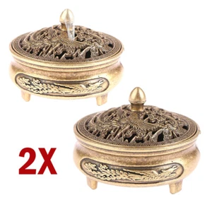 2x Vintage Incense Burner Charcoal Holder Antique Spiritual Brass Golden Burner - Picture 1 of 10
