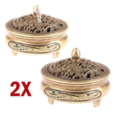 2x Quemador de Incienso Vintage Soporte de Carbón Antiguo Espiritual Latón Quemador Dorado Foto 1 de 4