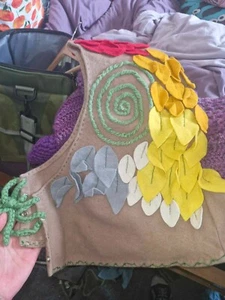 Larp/Cosplay/Costume handmade hood, with felt leaves stitched on. - Picture 1 of 2