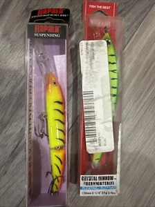 2 Pc Yo-Zuri + Rapala Floating Fishing  Hot Tiger+cristal Minnow - Picture 1 of 4