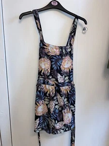 h m playsuit black flowers floral summer neon pinafore size 6 8 XS H&M - Picture 1 of 3
