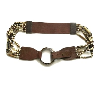 Cinturón bohemio con cuentas marrón talla mediana Chicos para mujer Foto 1 de 4