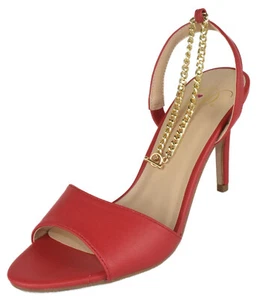 Delicious Women Stiletto Heels Anklet Gold Chain Ankle Strap Open Toe DUET-S Red - Picture 1 of 2