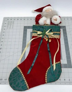 Santa Claus Doll Christmas Stocking 23 Inch 3D Decoration PCCW Velvet - Picture 1 of 12