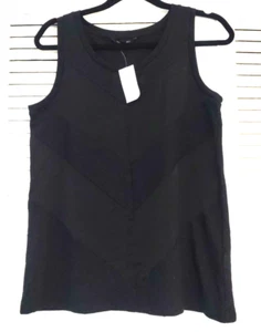 Neu Banana Republic Gr. S ärmelloses TOP TANK Bluse Chevron vorne Leinenmischung - Bild 1 von 5