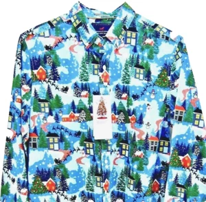 Herren Hemd Größe M Feriendorf Knopfleiste Baumwolle blau grün Denim & Blume - Bild 1 von 8