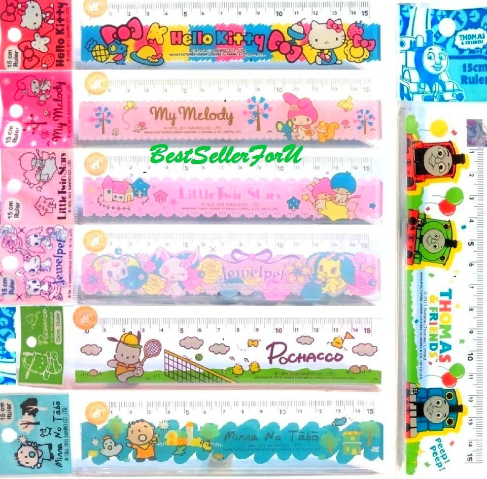 Regla de plástico de dibujos animados Thomas/Sanrio auténtica de 15 cm  Foto 1 de 1