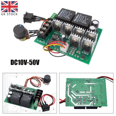 DC 12V 24V 48V Max 60A PWM CW CCW Brush Motor Speed Controller Reversible Switch - Image 1 of 4