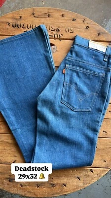Vintage deadstock NOS levi’s bell bottom denim jeans 29x32 70s  - Image 1 of 4
