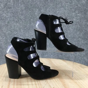 INC International Concepts Sandals Womens 10 M Gladiator Heels Black Zip Lace Up - Picture 1 of 19