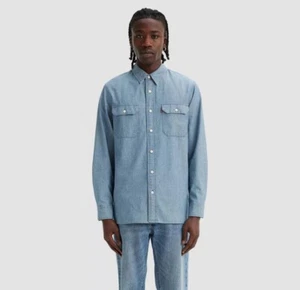 NWT~ Levi's sz S Men's Worker Relaxed Fit Long Sleeve Button Down Shirt Blue AM5 - Picture 1 of 6