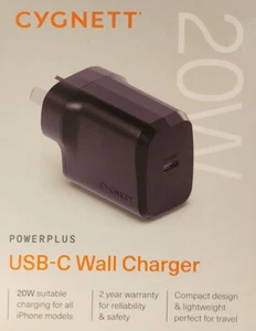 Cygnett 20W PowerPlus USB-C Wall Charger - Picture 1 of 4