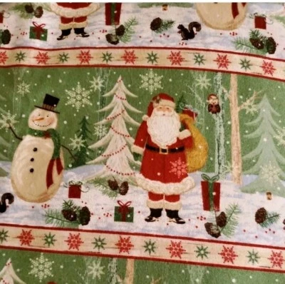 Sewing Fabric Blank Quilting Co Christmas Flannel Woods Santa Snowman 1.5yx45" - Image 1 of 3