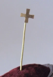 Gold Doublé Feine Reversnnadel Anstecknadel Kreuz / Templerkreuz * Vergoldet - Picture 1 of 4